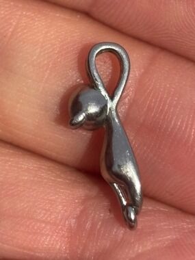 Sterling Silver Cat Pendant 925 Hanging Kitty Charm Quirky Minimalist Necklace